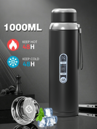 1L/33.81oz 保温水瓶 保温冷热水瓶 可盛水 茶 咖啡 真空保温瓶 不锈钢瓶 可用作水杯 返校