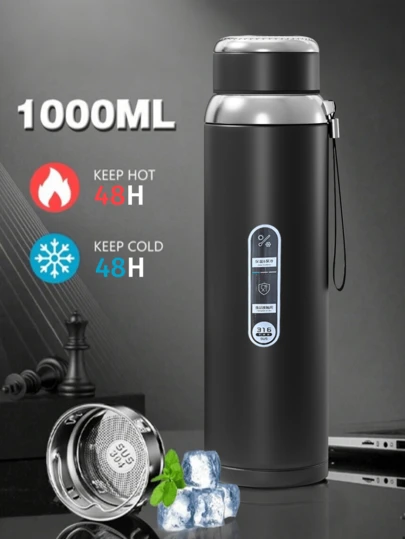 1L/33.81oz Thermal Water Bottle Keep Cold And Hot Water Bottle For Water Tea Coffee Vacuum Flasks Stainless Steel Bottle Can Be Used As A Water Cup Back To School