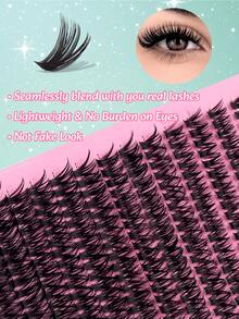 280 piezas/set 14 filas de pestañas postizas de visón falso con rizo D, grosor de 0,05 mm, longitudes mixtas de 8 a 16 mm | Pestañas en racimo con rizo ruso 3D personalizadas | Suaves, esponjosas y ligeras con apariencia natural | Adecuadas para kits de extensión de pestañas para principiantes o salones | Pestañas postizas negras reutilizables, perfectas para maquillaje diario, fiestas y regalos navideños, imprescindibles para Navidad y Halloween.