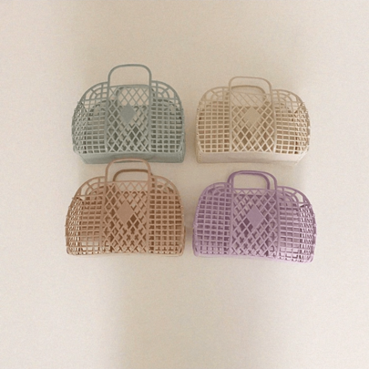 Foldable Mesh Laundry Basket With Handles - Lightweight Portable Hamper Bag For Bathroom, Dorm Room, Jelly Plastic Storage Organizer