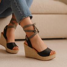 Women's Casual Wedge Sandals Holiday 2026 - 黑色 - 查看 1