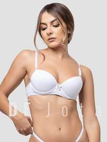Kit 4 Sutiã Básico Bojo Lingerie Soutien Alça Fina Microfibra Conforto Liso - Multicolorido - Visão 3