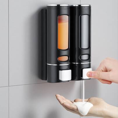 400毫升/件壁挂式皂液器，适用于浴室、盥洗台、酒店、厨房，ABS材质手动按压式可再填充瓶，可用于洗衣液、沐浴露、洗发水