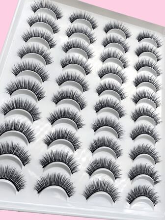 20 对 Manga 睫毛 仿貂皮睫毛 猫眼睫毛 自然浓密假睫毛 浓密睫毛延长 旅行必备 化妆工具 假睫毛、睫毛、睫毛、假睫毛