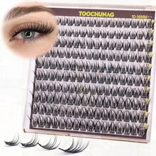 10-14mm 160pcs Natural Cluster Lashes D Curl Thin Band False Eyelashes For Fairy Look