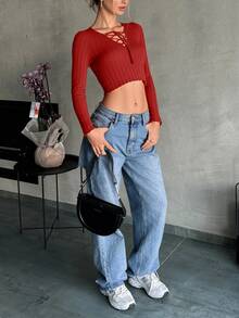 DUKEZA Women Tops - Burgundy - View 3