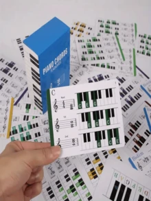 120pcs Piano Chord Flash Cards, FF Campfire Colorful Electric Piano Chord Fingering Diagrams, Piano Chord Flash Card Set With Colored Coding Charts - Ideal For Beginners, 12-Key Learning Kit, Easy For Music Theory And Fast Progress - Instrument Accessories, Piano Accessories, Suitable For Beginners, Musicians, Bands, Performance Events, Music Teaching, Beginner Gifts, Musician Gifts, String Instrument Accessories, New Year Gifts. - Multicolor - View 4