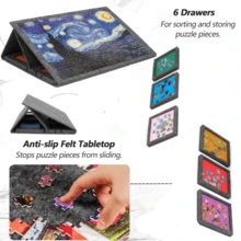 1 set Tapis de puzzle, peut contenir jusqu'à 1500 pièces, options de tailles multiples, comprend 6 tiroirs de couleurs aléatoires, tapis de puzzle léger, table de rangement de puzzle portable en feutre pour adulte