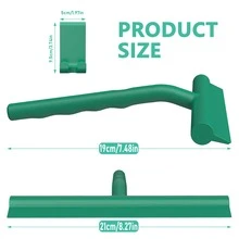 1pc Silicone Squeegee With Hook , Handheld Shower Squeegee, Glass Wiper, Shower Door Squeegee For Window Cleaning Tool, Shower Water Removal Scraper For Shower Door, Window, Bathroom, Mirrors And Car Glass, Multi-Functional Wiper, Cleaning Supplies - Dark Green - View 4