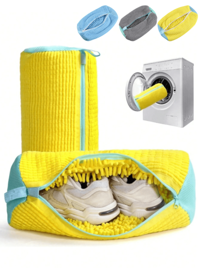 1pc 360° Shoe Washing Machine Bag,Nylon Shoe Washing Machine Bag For All Shoe Types - Anti-Deformation,Reusable With Durable Zipper, 360° Deep Cleaning,Machine Washable, Air-Drying, Protective Laundry Bag With Rich Fleece Inside, Perfect For Sneakers And Casual Shoes