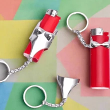 1pc Metal Lighter Protector Case Keychain Smoking Accessories, Portable Lighter Storage Cover, Gift For Friends