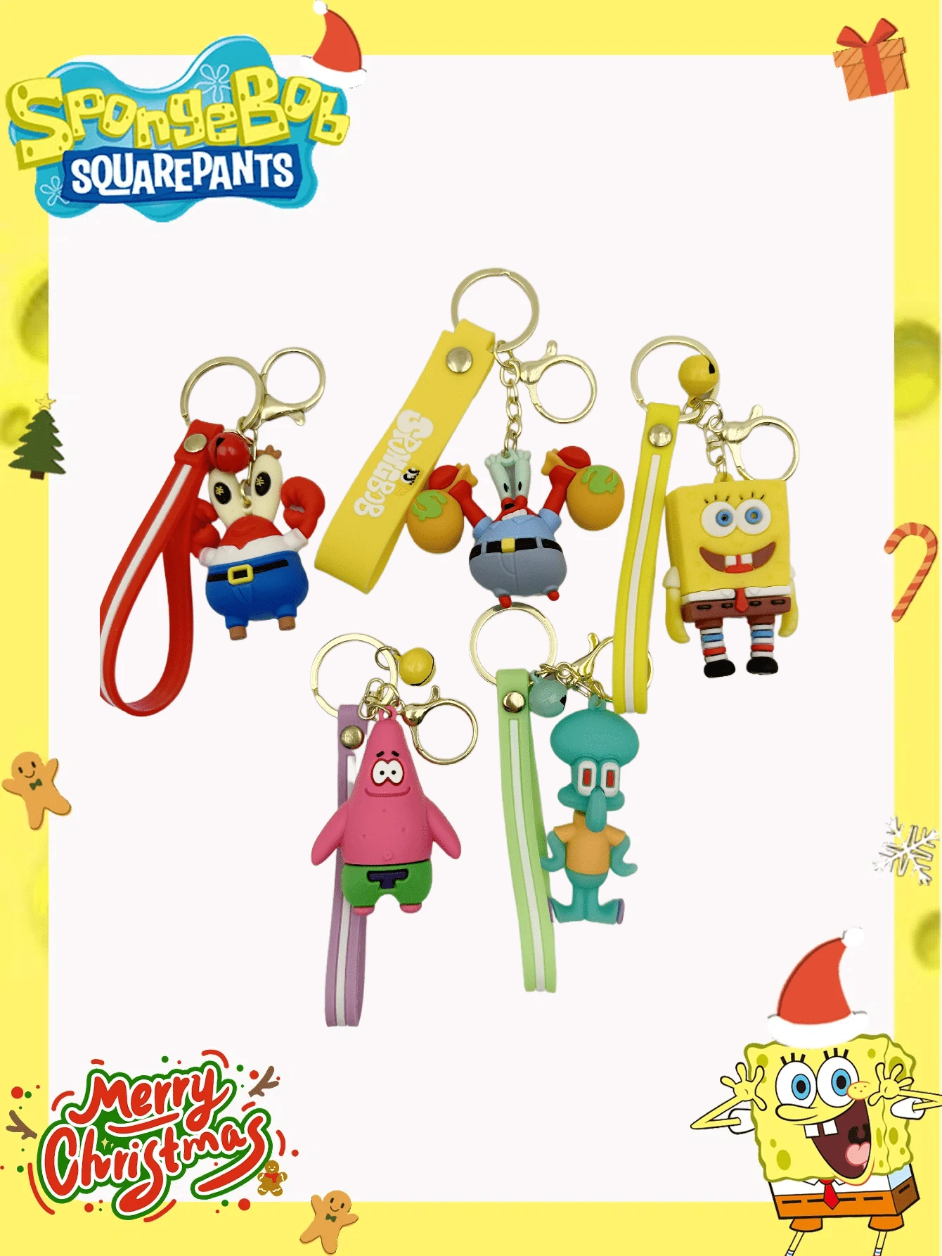 SpongeBob SquarePants 1/2个海绵宝宝卡通毛绒玩偶派对挂饰，带香味的海绵宝宝星星钥匙扣吊坠，可爱卡通动漫背包挂饰，情侣礼物，时尚旅行便携挂饰，多功能派对主题汽车装饰 - 彩色 - 查看 1