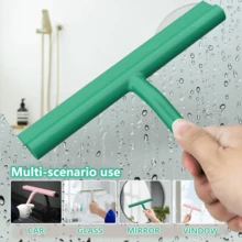 1pc Silicone Squeegee With Hook , Handheld Shower Squeegee, Glass Wiper, Shower Door Squeegee For Window Cleaning Tool, Shower Water Removal Scraper For Shower Door, Window, Bathroom, Mirrors And Car Glass, Multi-Functional Wiper, Cleaning Supplies - Dark Green - View 5