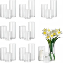 Set de 24 de vaze din sticlă în stil boem, set de suporturi de lumânări rezistente la vânt, suporturi de lumânări rezistente la vânt din sticlă pentru decorarea piesei centrale de masă, lumânări plutitoare moderne pentru decorul mesei de nuntă, rezistente pentru flori și lumânări - include 3 modele în diferite dimensiuni, esențiale pentru nunți și petreceri, accesorii moderne pentru decorul casei