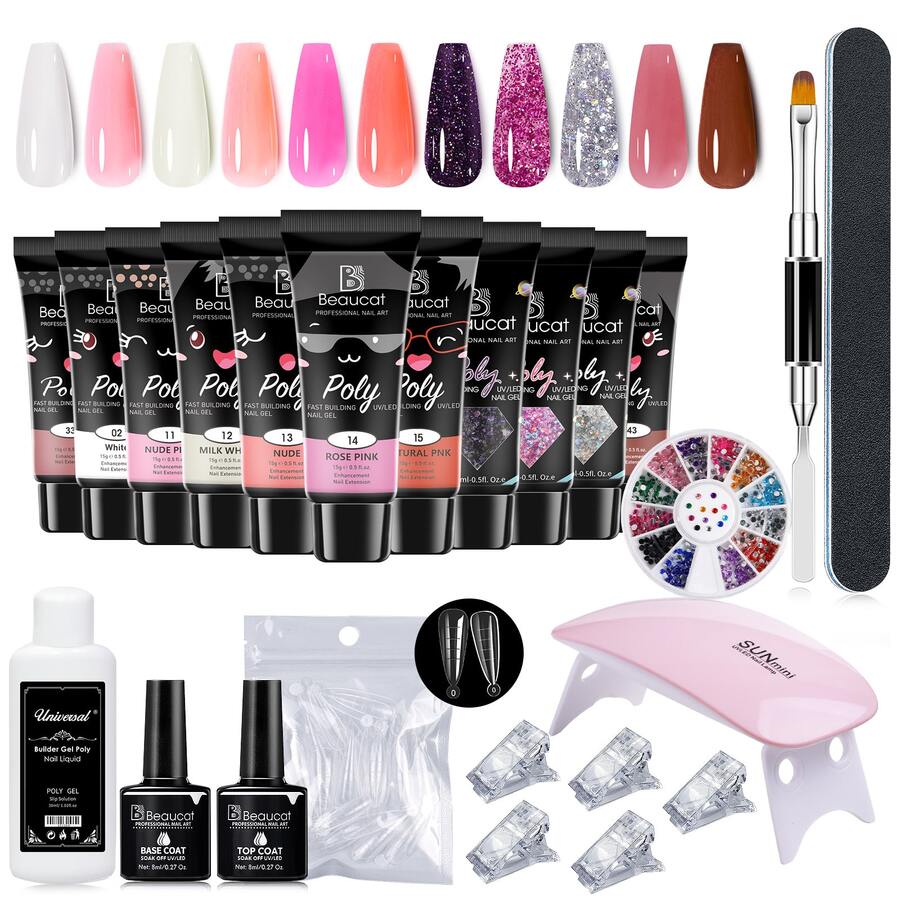 Kit Para De Uñas Polygel Completo Acrilicas Beaucat 21 Pcs - Multicolor - Ver 1