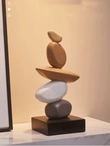 1pc Stacked Stone Sculpture - Abstract Balanced Rock Art Resin Sculpture, 5.5in, Fashionable And Elegant Design, Decorative Desktop Statue Suitable For Home And Office Gifts, Birthday, Graduation (Please Check Size Details Before Purchase As The Product Size Is Relatively Small)