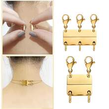 1pc Magnetic 3-Layer Gold & Silver Necklace Clasp, Used For Necklace Layering Separator And Extension