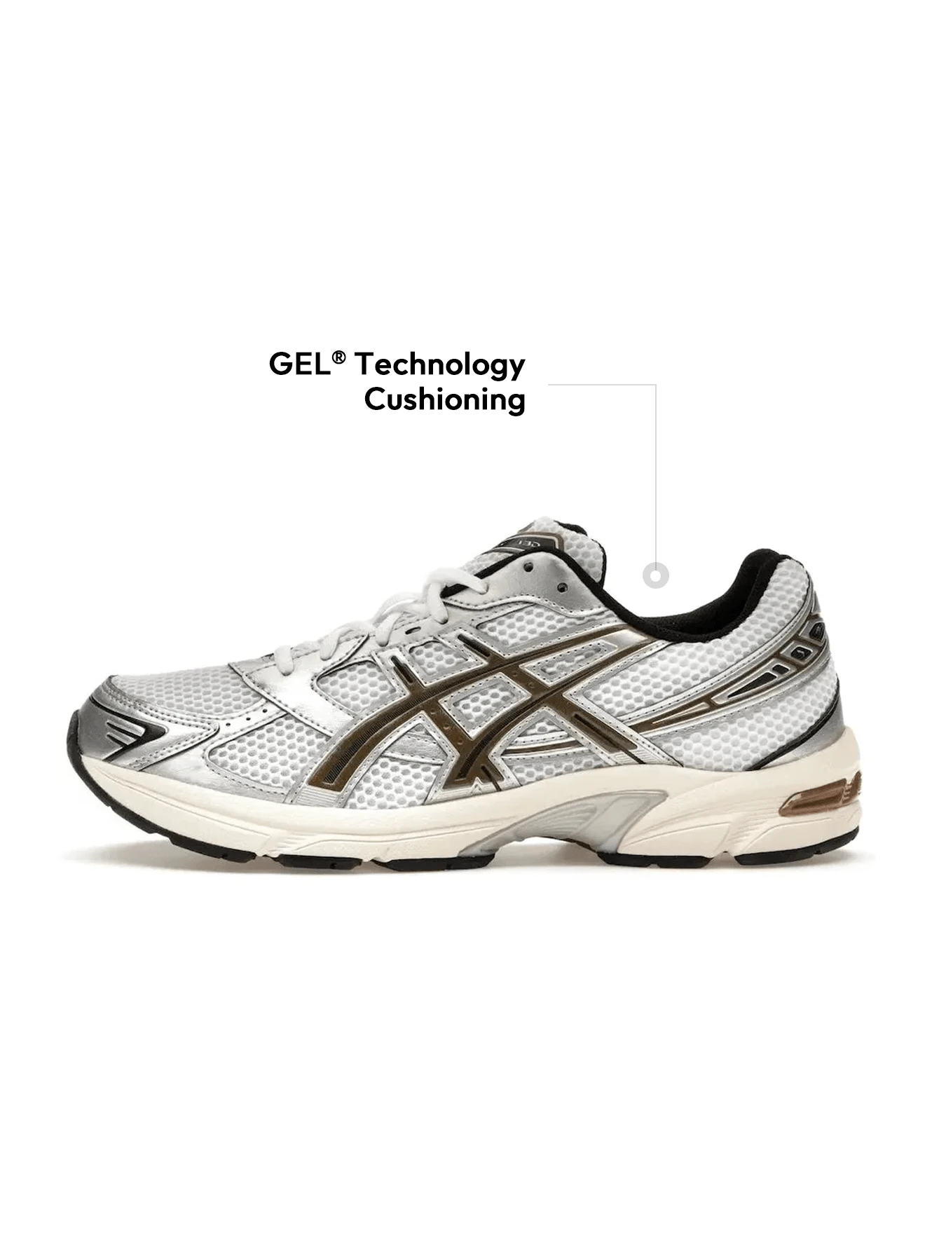 Asics Giày chạy bộ Gel-1130 White Clay Canyon Unisex, thiết kế lấy cảm hứng từ phong cách retro, chất liệu da tổng hợp thoáng khí và đệm GEL mang lại sự thoải mái và mát mẻ 1201A256-113 - Hẻm núi Trắng/Hẻm núi Đất sét - Xem 1