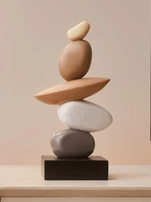 1pc Stacked Stone Sculpture - Abstract Balanced Rock Art Resin Sculpture, 5.5in, Fashionable And Elegant Design, Decorative Desktop Statue Suitable For Home And Office Gifts, Birthday, Graduation (Please Check Size Details Before Purchase As The Product Size Is Relatively Small)