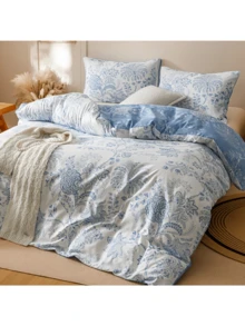 Brushed Microfiber White Boho Pattern Printed Bedding Duvet Cover Set, Includes Duvet Cover + Pillowcase, Dorm Bedding Back To School Bedding