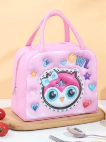 1 New Large Capacity Lunch Bag, 3D Cartoon Lunch Box Bag, Double Handles, Zipper Closure, Lightweight, Ideal Choice For Gifts
