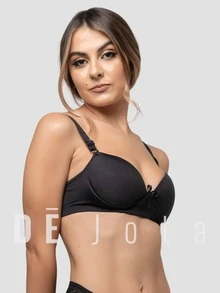 Kit 4 Sutiã Básico Bojo Lingerie Soutien Alça Fina Microfibra Conforto Liso - Multicolorido - Visão 5