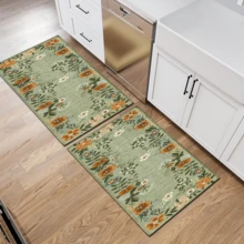 1pc Vintage Pattern Printed Rug, Faux Wool Mat - Highly Absorbent, Easy To Clean, Suitable For Home Decor, Farmhouse, Entryway, Indoor, Room, Kitchen, Dining Room, Small Office/Home Office, Sink, Laundry Room, Doormat, Kitchen Mat, Non-Slip Mat - Multicolor - View 14