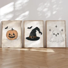 3 قطع/مجموعة لوحات جدارية لعيد الهالوين، طباعات موسمية خريفية مصورة بطريقة قديمة، ديكور غرفة الأطفال والفصول الدراسية لعيد الهالوين، طباعات اليقطين والشبح والقبعة السحرية والخفافيش، ديكور غرفة اللعب وغرفة الأطفال، لون بيج، ديكور عيد الهالوين | ملصق عيد الهالوين | مؤطر أو غير مؤطر، ديكور الغرفة، ديكور المنزل، ديكور شقة الطالب الجامعي، هدايا لديكور الجدران في الفندق والمنزل وغرفة المعيشة والنوم والحمام والمكتب