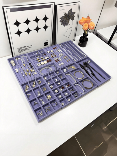Set de 9 piezas Bandeja apilable para joyas, Organizador de joyas, Soporte elegante portátil para joyas para aretes, collares, anillos, pulseras, colgantes, lápices labiales, perlas, broches, decoración de dormitorio, regalo de vacaciones para novia, mamá
