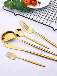 1PC Of Five-Piece Stainless Steel Cutlery Set, Portuguese Fork And Spoon, Western Cutlery Set, All-In-One, Suitable For Family Gatherings, Parties, Kitchens, Restaurants, Hotels, Weddings, And Back-To-School Season