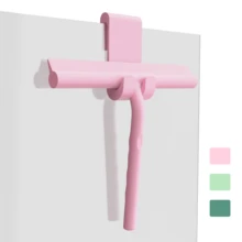 1pc Silicone Squeegee With Hook , Handheld Shower Squeegee, Glass Wiper, Shower Door Squeegee For Window Cleaning Tool, Shower Water Removal Scraper For Shower Door, Window, Bathroom, Mirrors And Car Glass, Multi-Functional Wiper, Cleaning Supplies - Pink - View 9