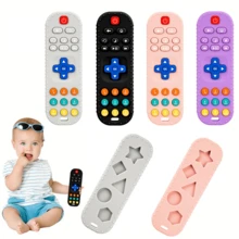 Suitable For Newborns 0-12 Months Baby Teething Toys - Baby TV Remote Control Shaped Baby Toys - Baby Teething Toys Suitable For Boys And Girls, Easter Basket Filler, Remote Control, Baby Supplies, Christmas & Halloween Gifts - Multicolor - View 2