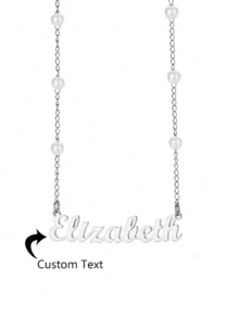 1 Stück personalisierte Halskette mit Kunstperle für Frauen, Namenskette aus rostfreiem Stahl mit Kunstperlenkette, Modeschmuck Accessoire, Geschenk für sie, Stilvolle, Herbstmode, Lässig, Süße, Personalisiert, Einzigartig, Ideale Geschenke für Freundin, Mutter, Familie, Freunde, Tochter, Großeltern zu Jahrestagen, Valentinstag, Muttertag, Geburtstag, Abschluss, Hochzeit, für den täglichen Gebrauch - Verschiedenfarbig - Übersicht 13