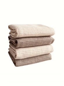 2 piezas de paños de cocina cuadrados de algodón con textura de gofre modernos, secan rápido y son absorbentes. Características clave: Engrosados y duraderos, muy absorbentes, secan rápido y fáciles de airear, con lazos para colgar. Color: Beige/Marrón. Escenarios aplicables: Adecuado para hogares, restaurantes