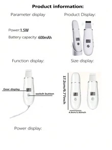 Ultrasonic Face Scrubber Facial Peeling Skin Scrubber Deep Facial Cleaning Spatula Acne Pore Ultrasonic Scrubber Facial Cleanser - White - View 11