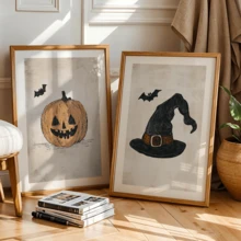 3 قطع/مجموعة لوحات جدارية لعيد الهالوين، طباعات موسمية خريفية مصورة بطريقة قديمة، ديكور غرفة الأطفال والفصول الدراسية لعيد الهالوين، طباعات اليقطين والشبح والقبعة السحرية والخفافيش، ديكور غرفة اللعب وغرفة الأطفال، لون بيج، ديكور عيد الهالوين | ملصق عيد الهالوين | مؤطر أو غير مؤطر، ديكور الغرفة، ديكور المنزل، ديكور شقة الطالب الجامعي، هدايا لديكور الجدران في الفندق والمنزل وغرفة المعيشة والنوم والحمام والمكتب