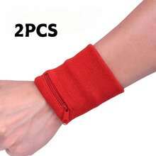 二合一运动腕带带拉链袋 - 防汗防滑健身/跑步/旅行配件，轻质尼龙钱包，可存放钥匙/卡/现金（男女）健身房腕带配件 - 彩色 - 查看 19