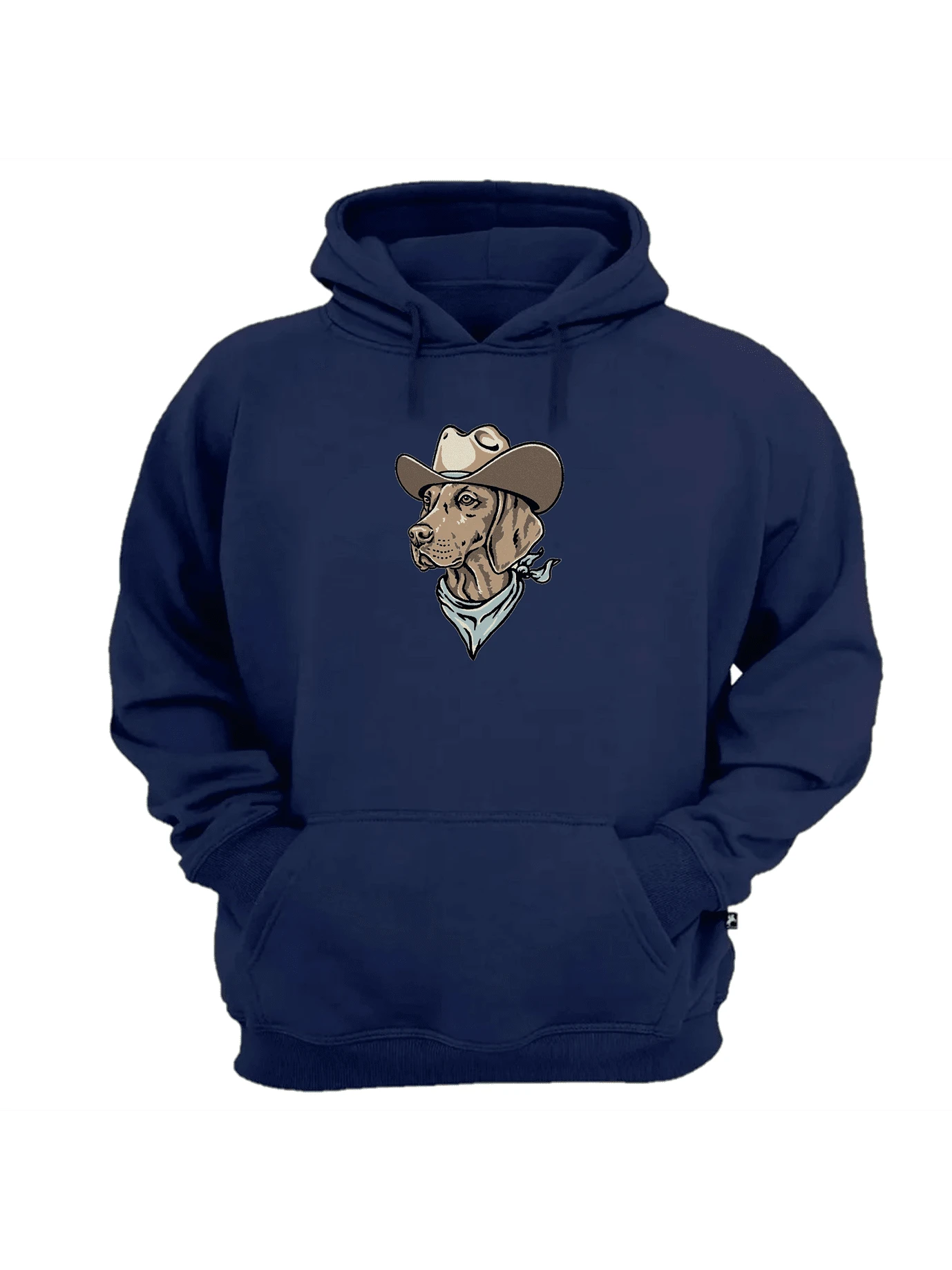 Cowboy Style Dog Print Flannel Sweatshirt Top Immediate Shipping - Navy Blue - View 1
