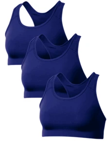 Kit 3 Women's Swim Top With Thick Straps, Suplex Basic, Smooth, Without Pads For The Gym - 藏蓝色 - 查看 1