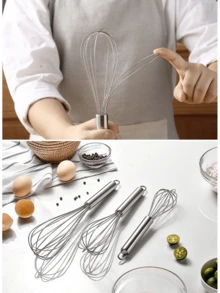 1 pezzo Frusta in acciaio inossidabile, piccolo utensile da cucina per sbattere uova e montare la panna, per la cottura di torte, accessori essenziali per la cucina Rama, per uso in cucina, per uso domestico, per ristoranti di alta qualità - Argento - Visualizzare 10