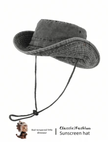 1 件装男士帽檐遮阳帽，徒步露营钓鱼牛仔帽，防紫外线 - 一件裝男士漁夫帽 - 查看 5