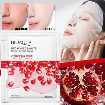 1/3/5/10片装红石榴寡肽面膜，美白、保湿、滋养、透气、清爽、补水、焕活肌肤，有助于改善干燥肌肤状况，令肌肤柔软、亮泽、年轻！