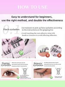 90 racimos de pestañas postizas de estilo pop con efecto de ojo de gato y rizo C, autoadhesivas y voluminosas. Grosor de 0,05 mm, longitud mixta de 7-14 mm. Juego de pestañas postizas para extensiones sin necesidad de pegamento. Mechones ligeros y hechos a mano con imitación de pelo de marta, adecuados para estilos de ojos de zorro y cómicos. Naturalmente esponjosas, ligeras y reutilizables.