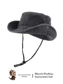 1 件装男士帽檐遮阳帽，徒步露营钓鱼牛仔帽，防紫外线 - 一件裝男士漁夫帽 - 查看 6