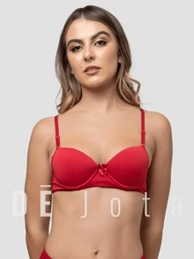 Kit 4 Sutiã Básico Bojo Lingerie Soutien Alça Fina Microfibra Conforto Liso - Multicolorido - Visão 8