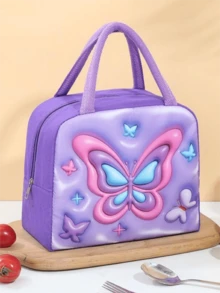 1 New Large Capacity Lunch Bag, 3D Cartoon Lunch Box Bag, Double Handles, Zipper Closure, Lightweight, Ideal Choice For Gifts