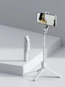 Palo de selfie portátil, palo de selfie telescópico para teléfono con luz de relleno incorporada, trípode para teléfono inteligente giratorio 360° con control remoto inalámbrico, compatible con iPhone y Android para vacaciones de verano, viajes, iluminación, actividades al aire libre, transmisión en vivo y equipo de vlogging