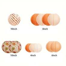 12 Peças Lanternas de Papel Laranja Penduráveis, Decorações de Festa, Lanternas de Papel para Festa de Aniversário, Casamento