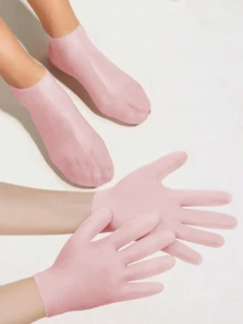 1Pair Moisturizing Hand Gloves, For Dry Cracked Skin Softening Exfoliating Feet Hand Care Tools, Soft Silicone Gel, Skin Repairing, Reusable, Suitable For Hand Care, Beige/Pink,Hand Care,Gift,Care Tools, Soft Silicone Gloves, Gel Spa Moisturizing Gloves, Aloe Vera Lotion Gloves For Repairing Dry, One Size Fits All, Ideal For Home Hydration, Moisturizing Hand Gloves,Gift For My Mother,Mother's Day,Travel Accessories - Multicolor - View 9