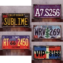 1件复古汽车牌照，铁艺彩绘墙饰，创意网吧宿舍酒吧墙面艺术，金属锡板，户外花园装饰，尺寸：30厘米*15厘米/11.81英寸*5.90英寸，适用于Exit音乐节、摇滚音乐节、2024巴黎夏季、圣诞礼物